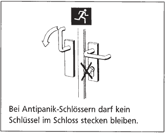 Bei Antipanikschl&ouml;ssern darf kein Schl&uuml;ssel im Schloss stecken bleiben