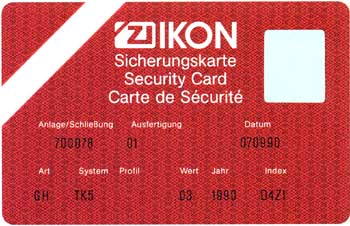 Sicherungskarte einer Schliessanlage IKON